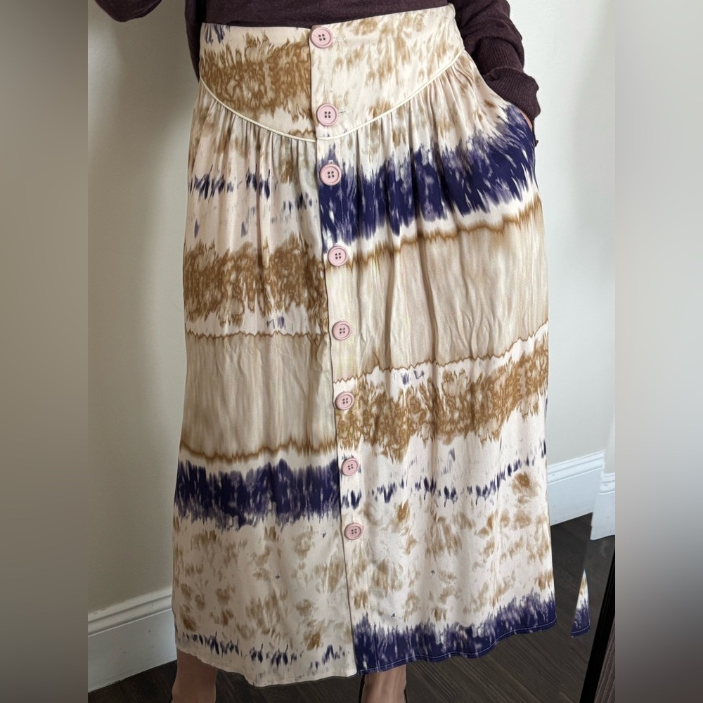 Mamouchka Tie-Dye Button-Front Midi Skirt size S